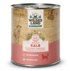Wildes Land Classic Adult Kalb Mit Brokkoli, Hagebutte, Wildkräutern Und Distelöl Nassfutter 12 X 800 G
