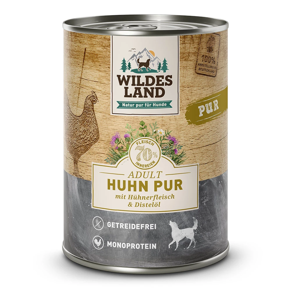 Wildes Land PUR Adult Huhn Mit Distelöl Nassfutter 24 X 400 G 3 Wildes Land PUR Adult Huhn Mit Distelöl Nassfutter 24 X 400 G
