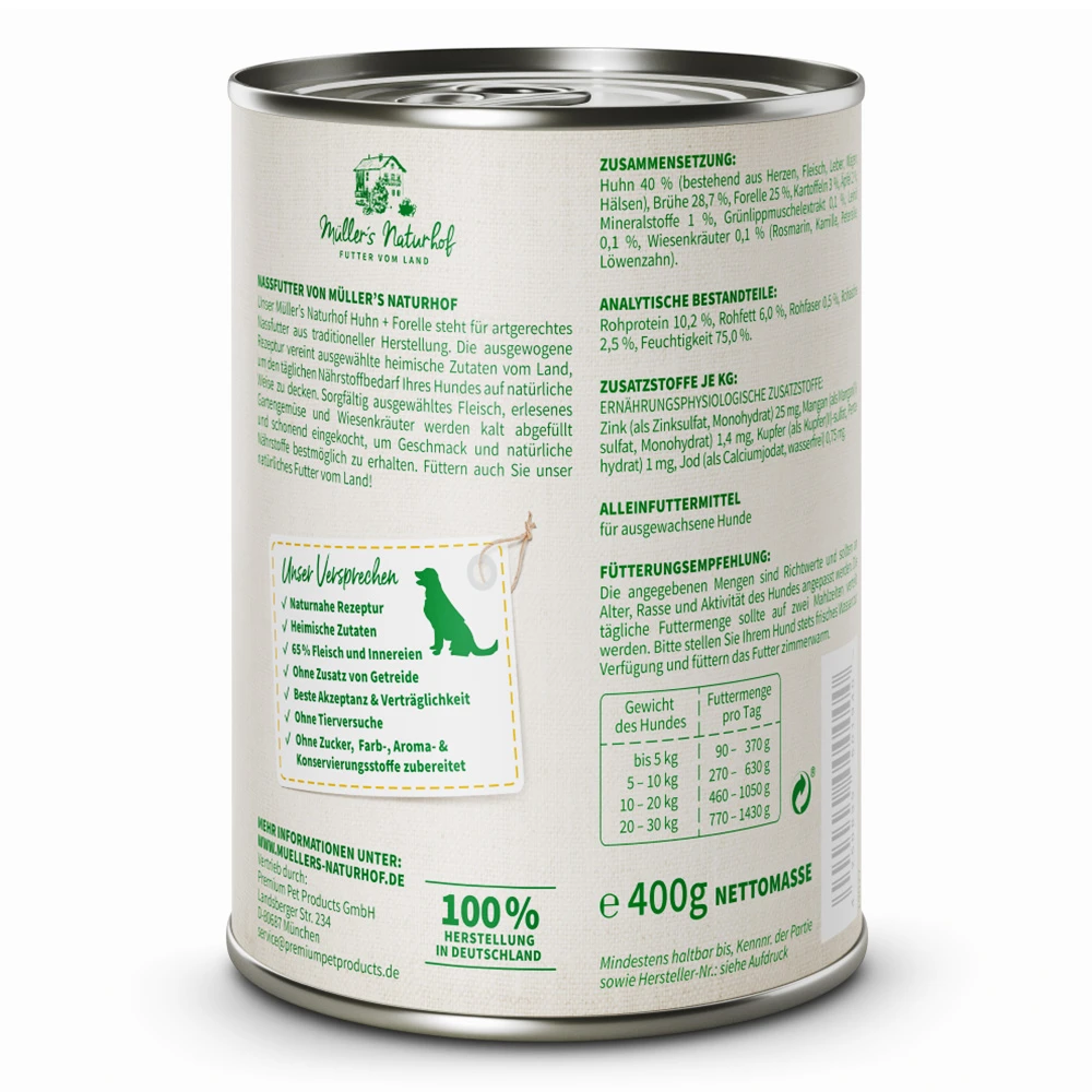 Müller’s Naturhof Huhn Und Forelle Nassfutter 6 X 400 G – Bild 3
