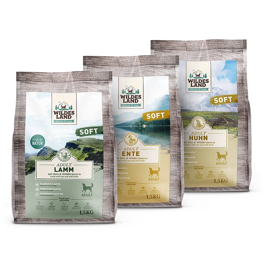 Wildes Land Soft Adult Trio Trockenfutter 3 X 1,5 Kg 3 Wildes Land Soft Adult Trio Trockenfutter 3 X 1,5 Kg