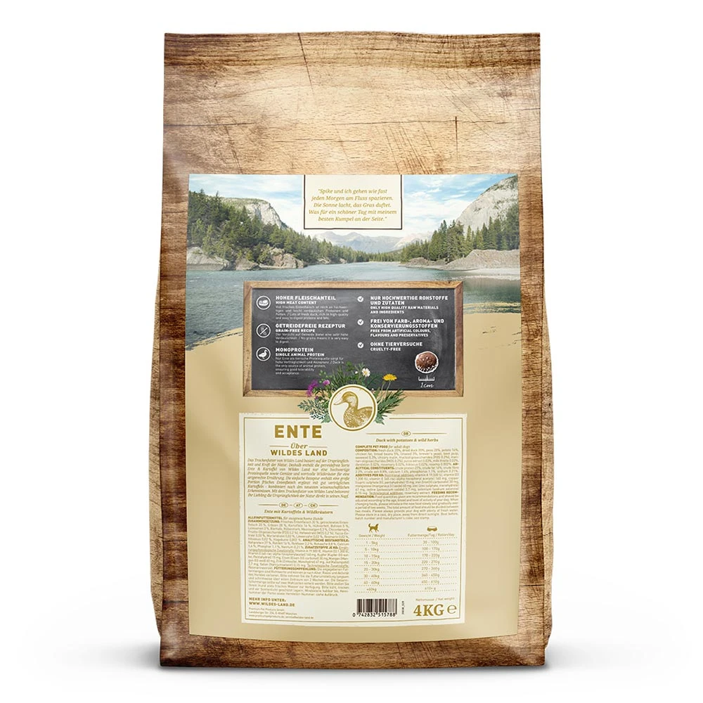 Wildes Land Classic Adult Ente Mit Kartoffeln Und Wildkräutern Trockenfutter 4 Kg – Bild 2