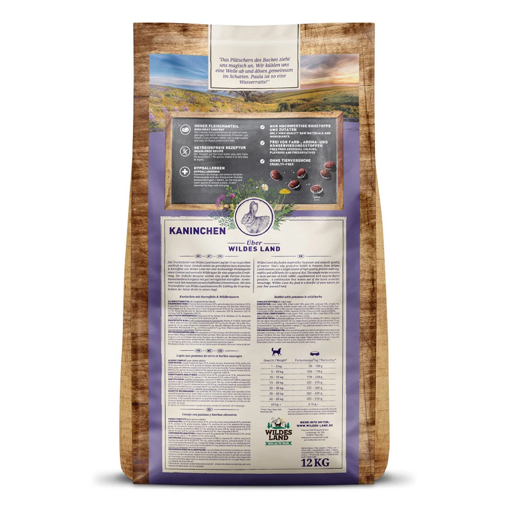 Wildes Land Classic Adult Kaninchen Mit Kartoffeln Und Wildkräutern Trockenfutter 2 X 12 Kg – Bild 2