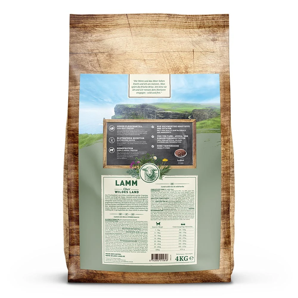 Wildes Land Classic Adult Lamm Mit Reis Und Wildkräutern Trockenfutter 4 Kg – Bild 2