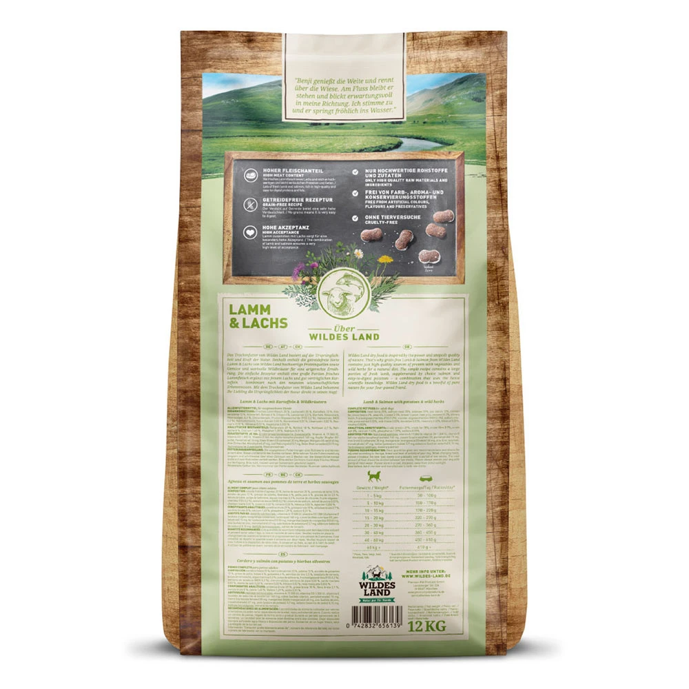 Wildes Land Classic Adult Lamm Und Lachs Mit Kartoffeln Und Wildkräutern Trockenfutter 2 X 12 Kg – Bild 2
