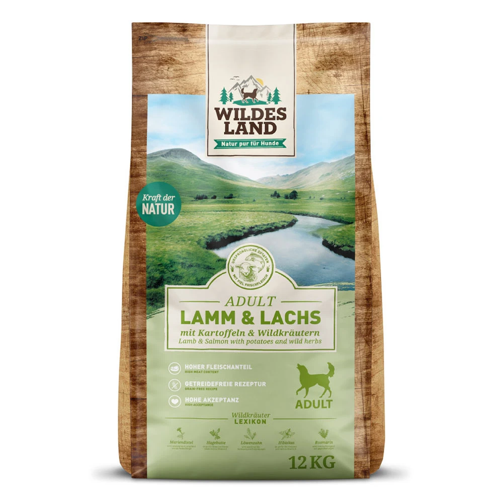Wildes Land Classic Adult Lamm Und Lachs Mit Kartoffeln Und Wildkräutern Trockenfutter 12 Kg