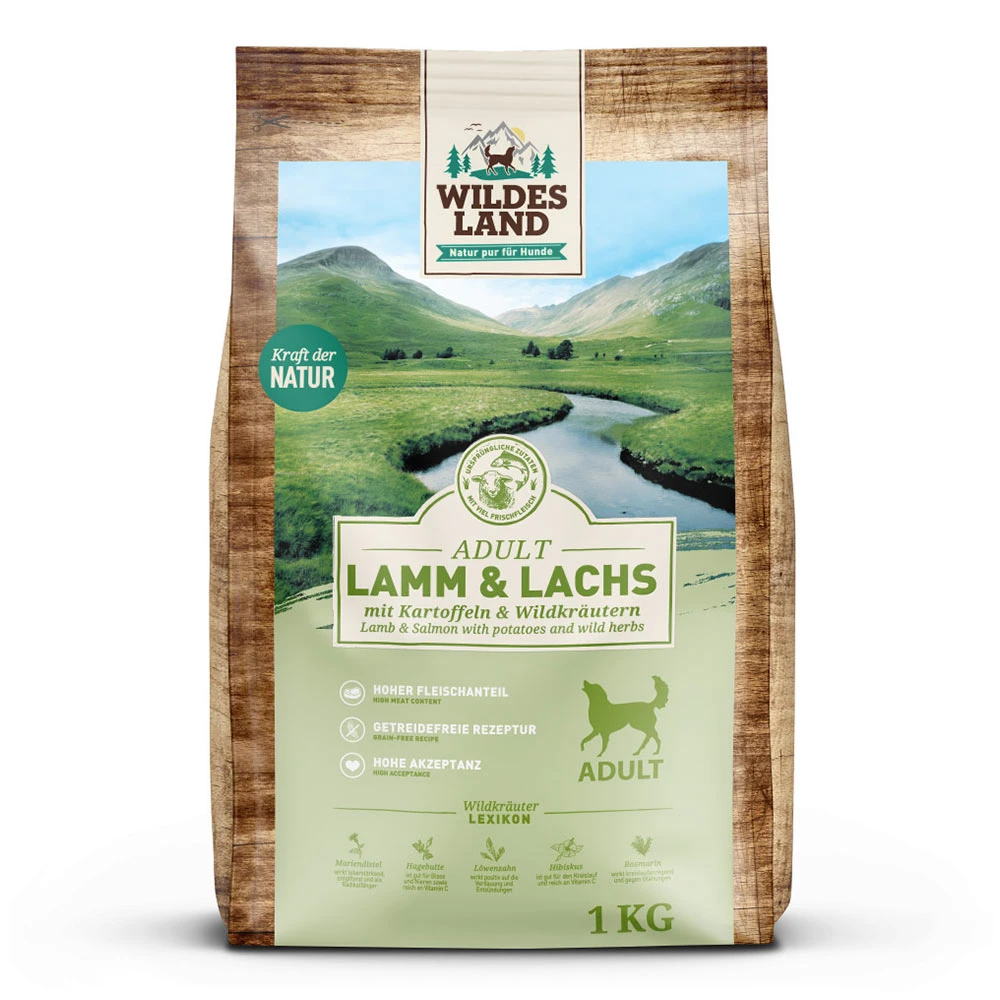 Wildes Land Classic Adult Lamm Und Lachs Mit Kartoffeln Und Wildkräutern Trockenfutter 1 Kg