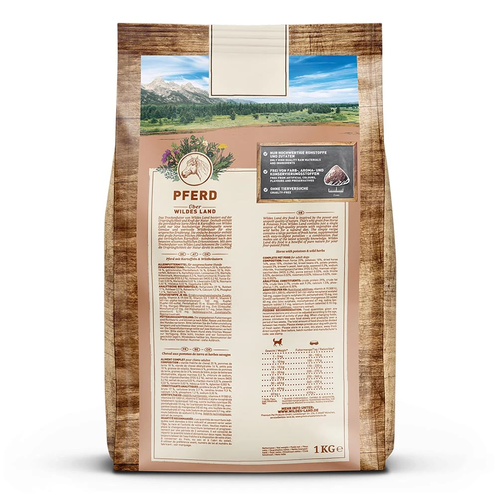 Wildes Land Classic Adult Pferd Mit Kartoffeln Und Wildkräutern Trockenfutter 1 Kg – Bild 2