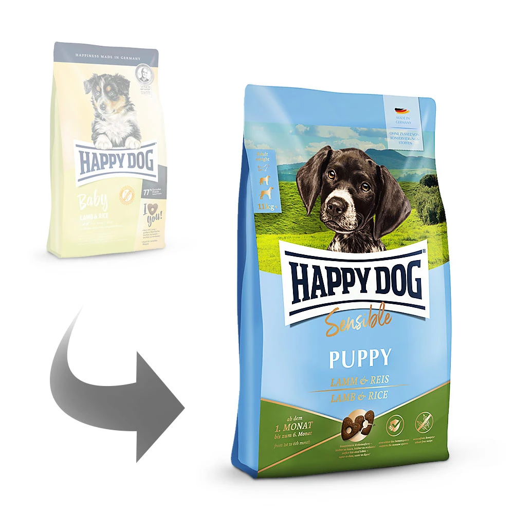 Happy Dog Supreme Sensible Puppy Lamm & Reis Trockenfutter 10 Kg 4 Happy Dog Supreme Sensible Puppy Lamm & Reis Trockenfutter 10 Kg – Bild 2