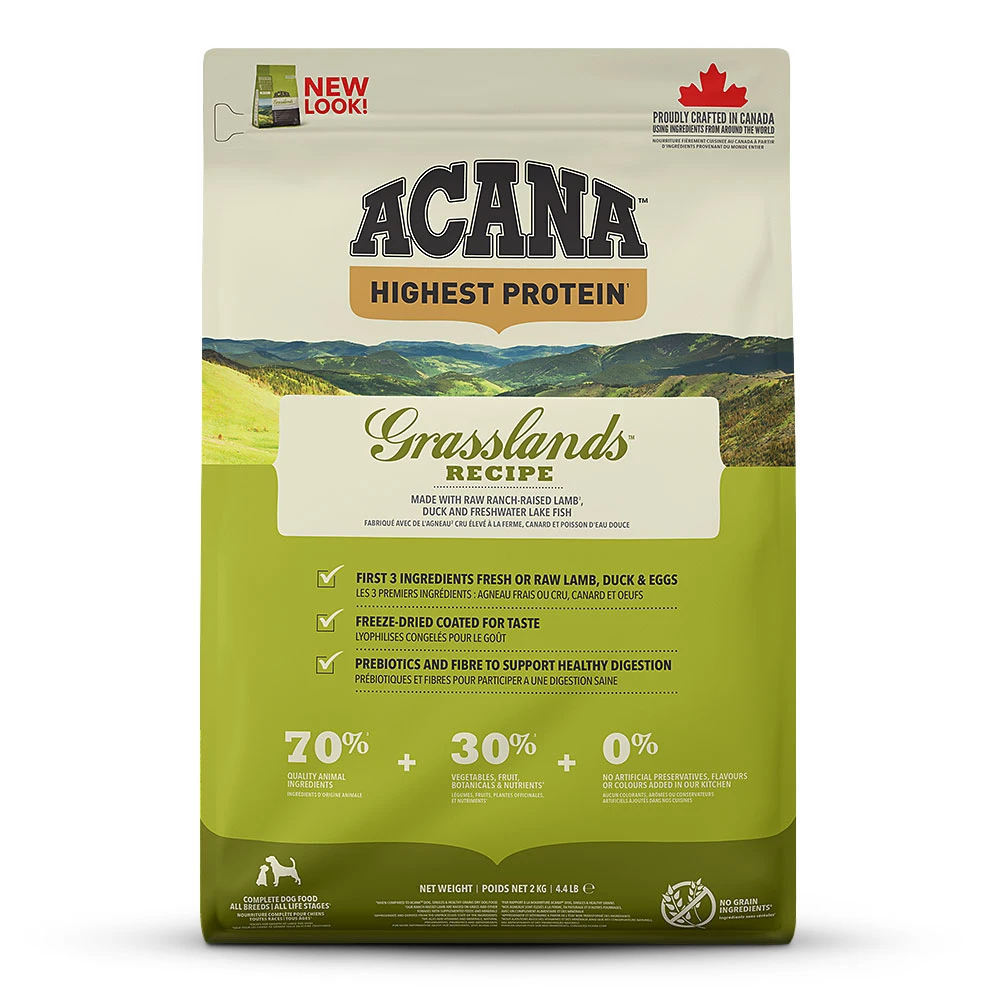 Acana Highest Protein Grassland Dog Trockenfutter 2 Kg 4 Acana Highest Protein Grassland Dog Trockenfutter 2 Kg – Bild 2