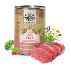 Wildes Land Kalb Mit Brokkoli, Hagebutte, Wildkräutern Und Distelöl Nassfutter 12 X 400 G