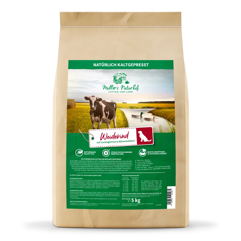 Müller’s Naturhof Traditionell Weiderind Trockenfutter 5 Kg 5 Müller’s Naturhof Traditionell Weiderind Trockenfutter 5 Kg – Bild 3