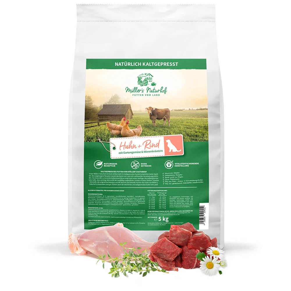 Müller’s Naturhof Getreidefrei Huhn Und Rind Trockenfutter 5 Kg 4 Müller’s Naturhof Getreidefrei Huhn Und Rind Trockenfutter 5 Kg – Bild 2