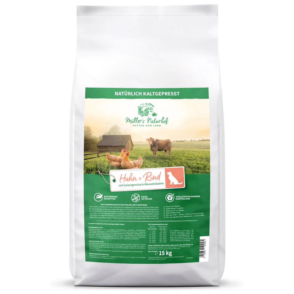 Müller’s Naturhof Getreidefrei Huhn Und Rind Trockenfutter 15 Kg 4 Müller’s Naturhof Getreidefrei Huhn Und Rind Trockenfutter 15 Kg – Bild 2