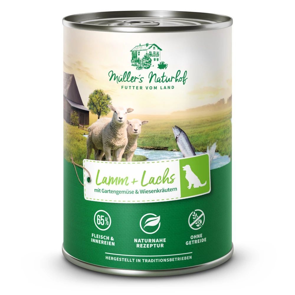 Müller’s Naturhof Lamm Und Lachs Nassfutter 24 X 400 G