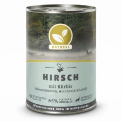 Natural Hirsch Mit Kürbis, Johannisbeeren, Amaranth Und Leinöl Nassfutter 12 X 400 G