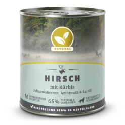 Natural Hirsch Mit Kürbis, Johannisbeeren, Amaranth Und Leinöl Nassfutter 12 X 800 G