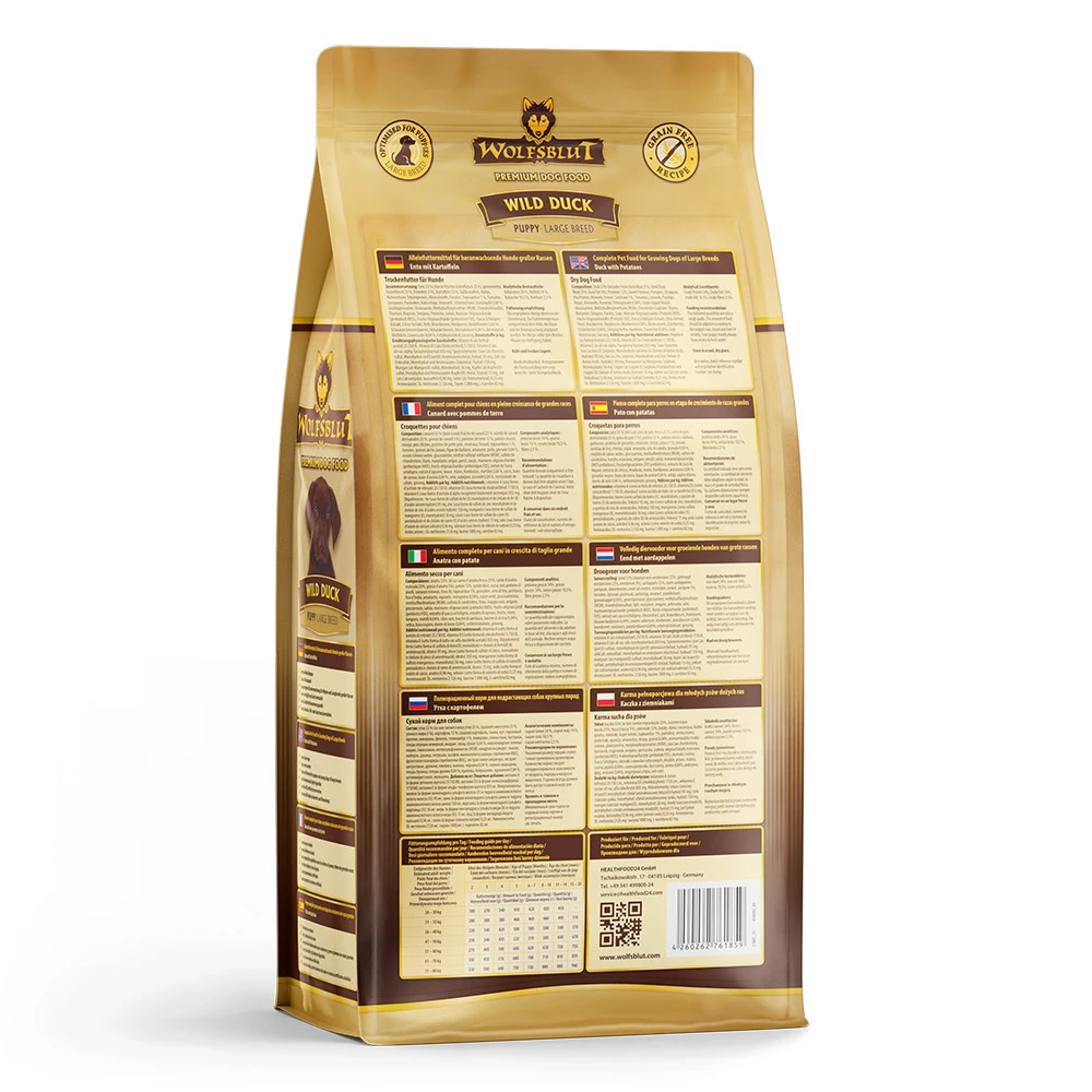 Wolfsblut Large Breed Puppy Wild Duck - Ente Und Kartoffel Trockenfutter 4 X 2 Kg – Bild 3