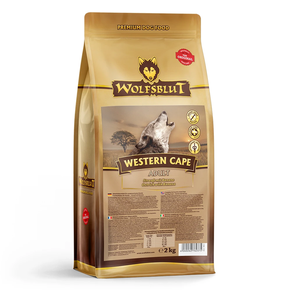 Wolfsblut Adult Western Cape - Strauß Und Banane Trockenfutter 4 X 2 Kg 3 Wolfsblut Adult Western Cape - Strauß Und Banane Trockenfutter 4 X 2 Kg