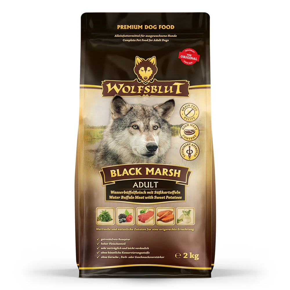 Wolfsblut Black Marsh - Wasserbüffel Mit Süßkartoffel Trockenfutter 2 Kg 4 Wolfsblut Black Marsh - Wasserbüffel Mit Süßkartoffel Trockenfutter 2 Kg – Bild 2