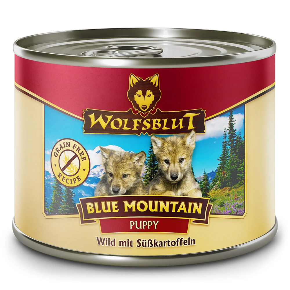 Wolfsblut Puppy Blue Mountain - Wild Mit Süßkartoffeln Nassfutter 24 X 200 G 3 Wolfsblut Puppy Blue Mountain - Wild Mit Süßkartoffeln Nassfutter 24 X 200 G