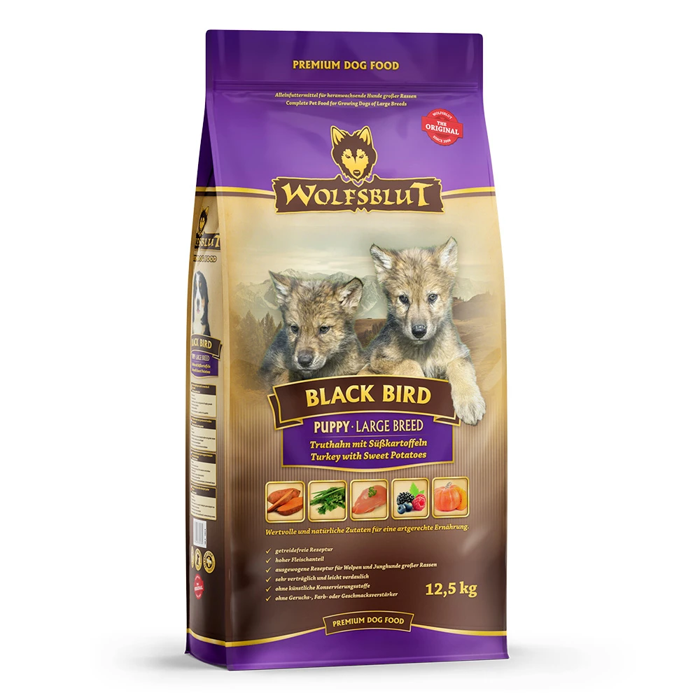 Wolfsblut Large Breed Puppy Black Bird - Truthahn Und Süßkartoffel Trockenfutter 12,5 Kg 3 Wolfsblut Large Breed Puppy Black Bird - Truthahn Und Süßkartoffel Trockenfutter 12,5 Kg