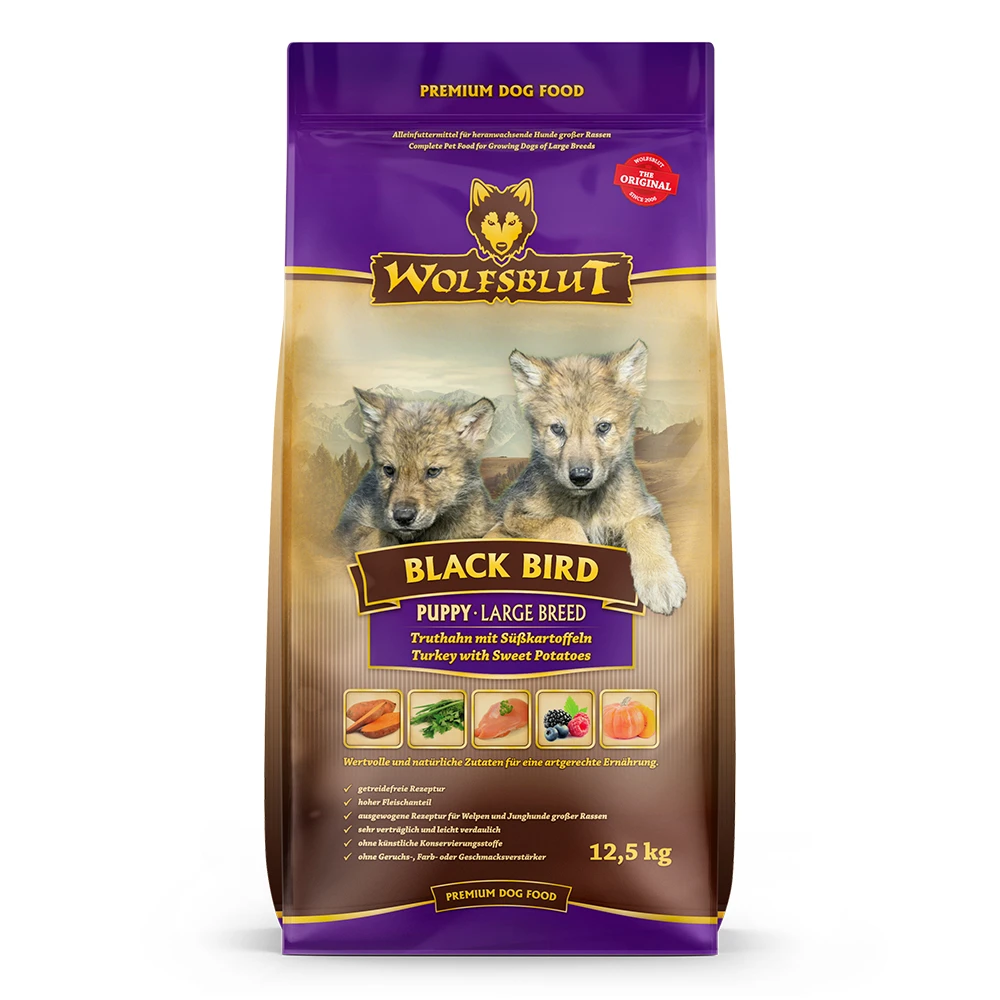 Wolfsblut Large Breed Puppy Black Bird - Truthahn Und Süßkartoffel Trockenfutter 12,5 Kg 4 Wolfsblut Large Breed Puppy Black Bird - Truthahn Und Süßkartoffel Trockenfutter 12,5 Kg – Bild 2