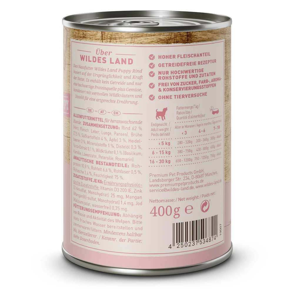 Wildes Land Rind Mit Süßkartoffel, Apfel Und Wildkräutern Nassfutter 6 X 400 G 5 Wildes Land Rind Mit Süßkartoffel, Apfel Und Wildkräutern Nassfutter 6 X 400 G – Bild 3