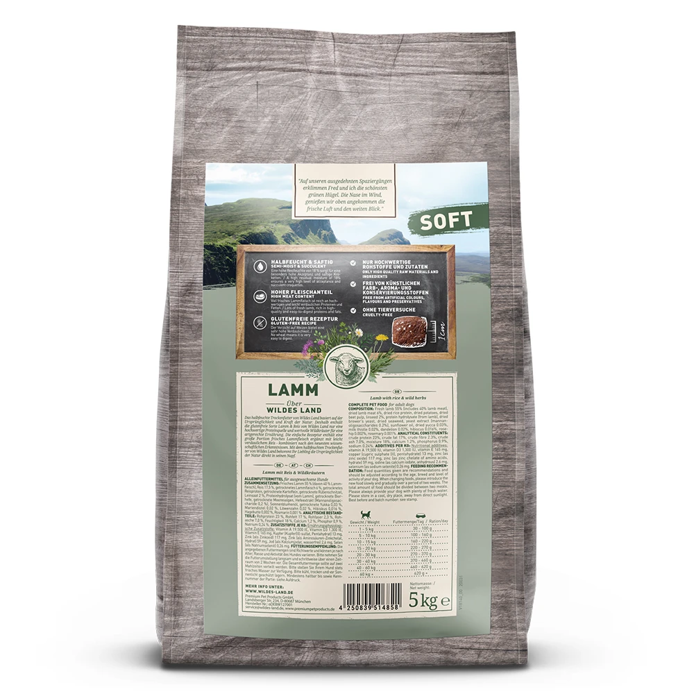 Wildes Land Soft Adult Lamm Mit Reis Und Wildkräutern Trockenfutter 5 Kg 4 Wildes Land Soft Adult Lamm Mit Reis Und Wildkräutern Trockenfutter 5 Kg – Bild 2