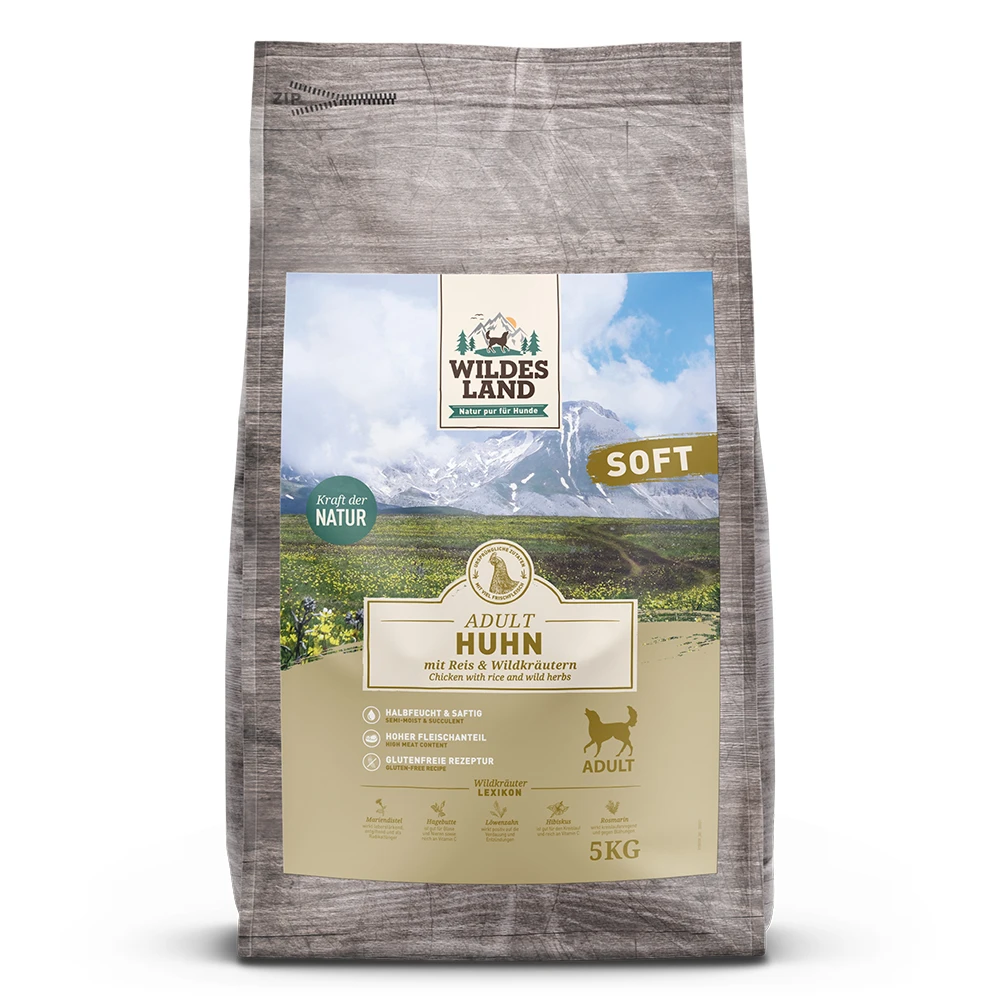 Wildes Land Soft Adult Huhn Mit Reis Und Wildkräutern Trockenfutter 3 X 5 Kg
