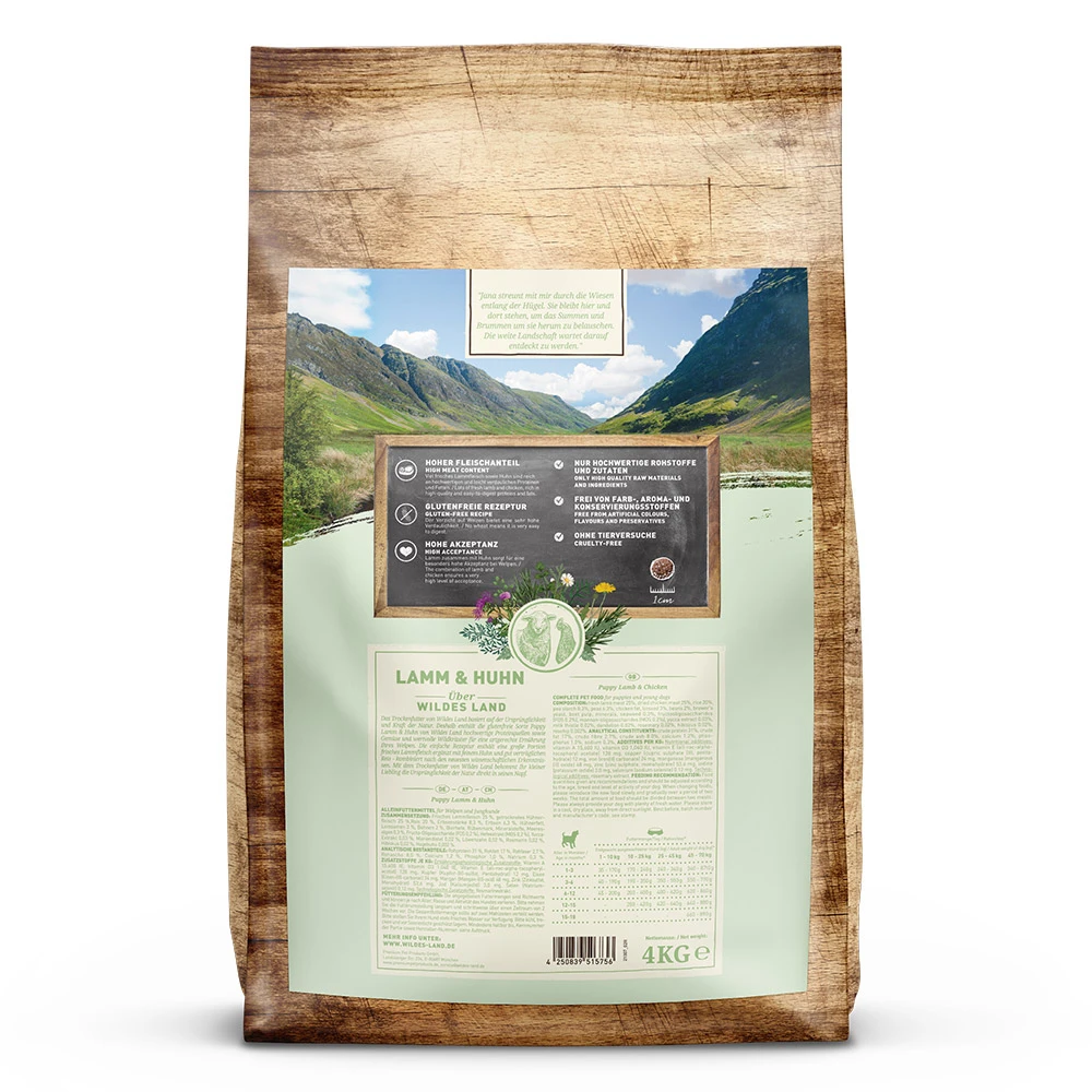 Wildes Land Classic Puppy Lamm Und Huhn Mit Reis Und Wildkräutern Trockenfutter 4 Kg 4 Wildes Land Classic Puppy Lamm Und Huhn Mit Reis Und Wildkräutern Trockenfutter 4 Kg – Bild 2