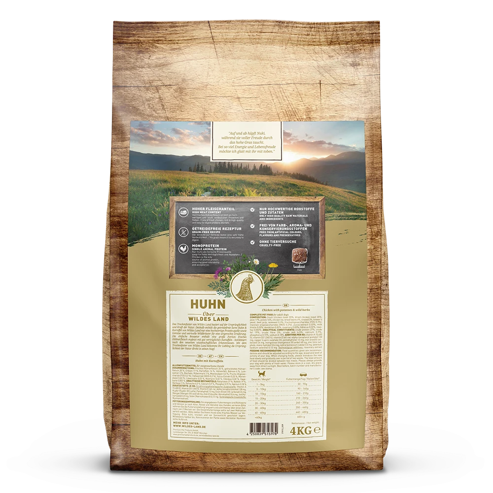 Wildes Land Classic Adult Huhn Mit Kartoffeln Und Wildkräutern Trockenfutter 4 Kg 4 Wildes Land Classic Adult Huhn Mit Kartoffeln Und Wildkräutern Trockenfutter 4 Kg – Bild 2