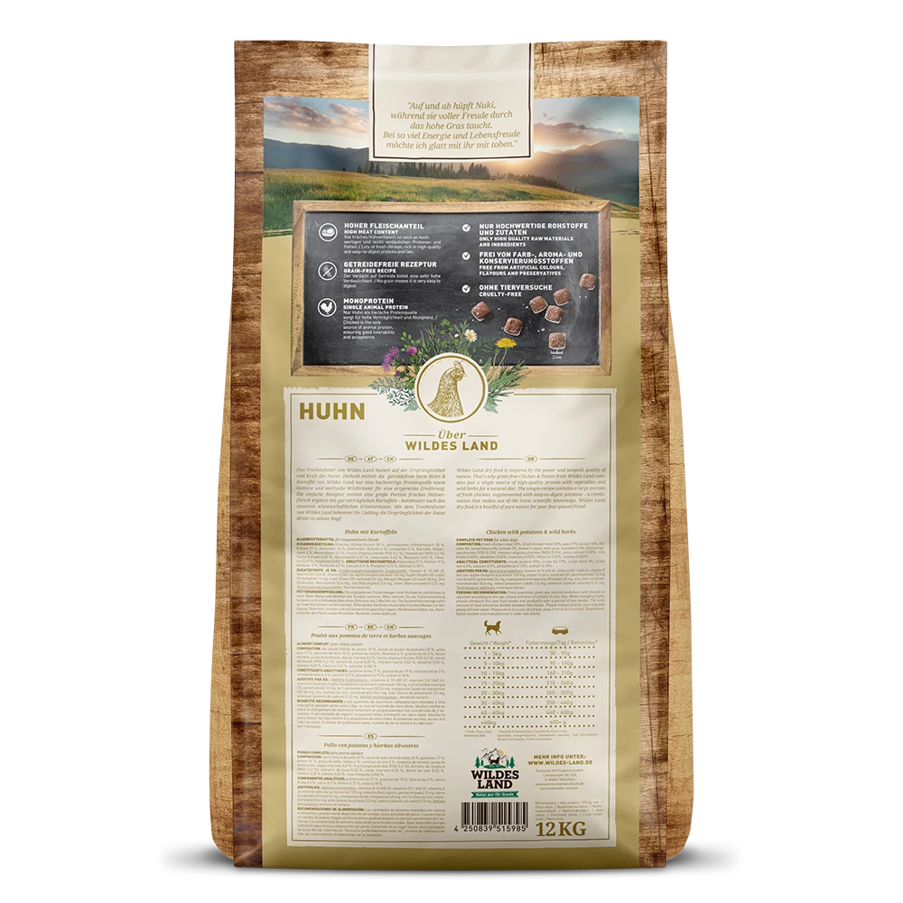 Wildes Land Classic Adult Huhn Mit Kartoffeln Und Wildkräutern Trockenfutter 2 X 12 Kg 4 Wildes Land Classic Adult Huhn Mit Kartoffeln Und Wildkräutern Trockenfutter 2 X 12 Kg – Bild 2