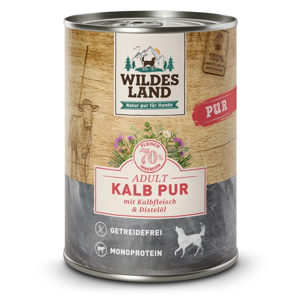 Wildes Land PUR Adult Kalb Mit Distelöl Nassfutter 12 X 400 G 4 Wildes Land PUR Adult Kalb Mit Distelöl Nassfutter 12 X 400 G – Bild 2
